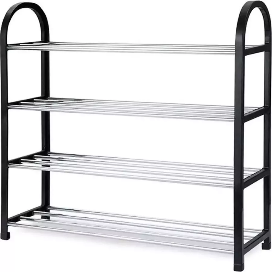 Borvat Schoenenrek Metaal Schoenenrek 4 laags voor 8 paar schoenen 9 x 58 cm zwart