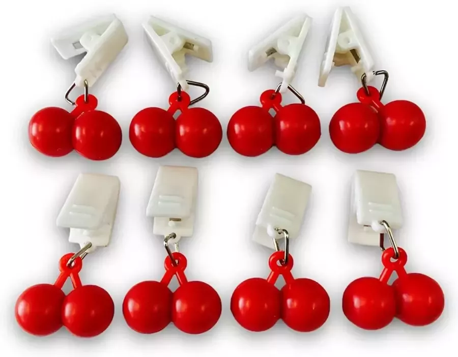 Borvat Tafelkleedgewichten clips zwaar kunststof fruit design natuur cherry tafelkleed clip 8 stuks