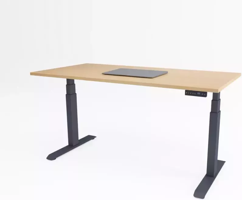 Bosch Tri-desk Premium Elektrisch zit-sta bureau Antraciet onderstel Ahorn blad 200 x 80 cm
