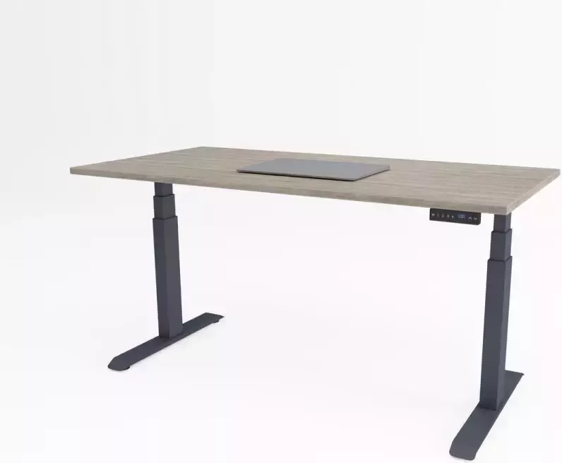 Bosch Tri-desk Premium Elektrisch zit-sta bureau Antraciet onderstel Delano eiken blad 140 x 80 cm