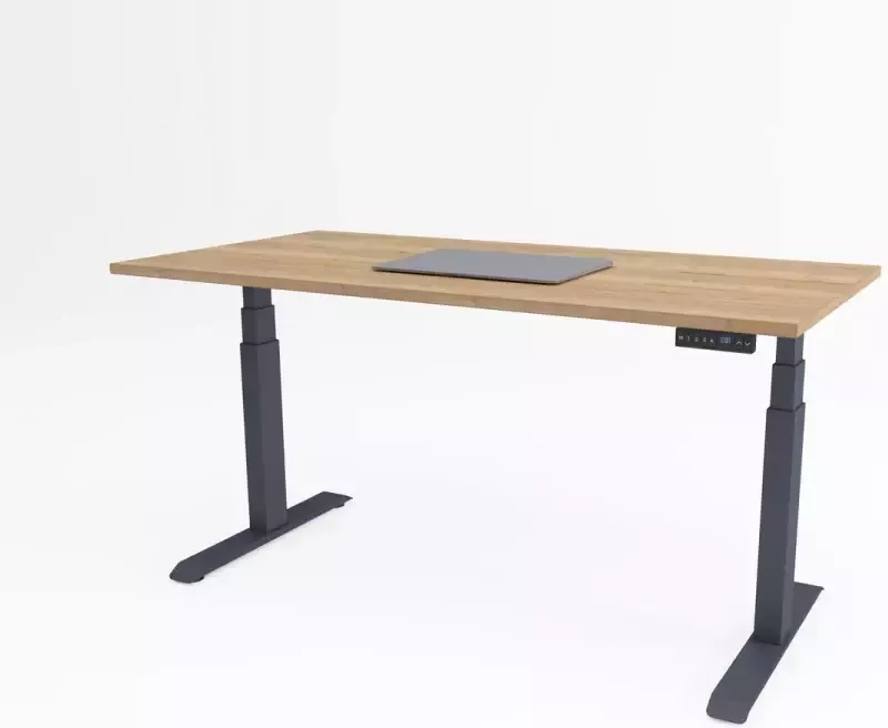Bosch Tri-desk Premium Elektrisch zit-sta bureau Antraciet onderstel Halifax eiken blad 160 x 80 cm