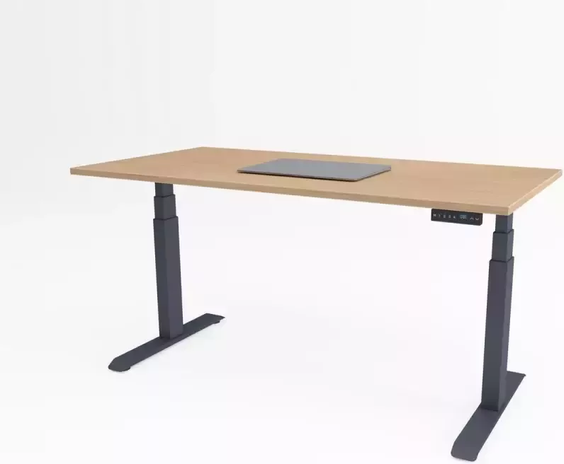 Bosch Tri-desk Premium Elektrisch zit-sta bureau Antraciet onderstel Havana blad 120 x 80 cm