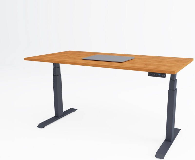 Bosch Tri-desk Premium Elektrisch zit-sta bureau Antraciet onderstel Kersen blad 180 x 80 cm
