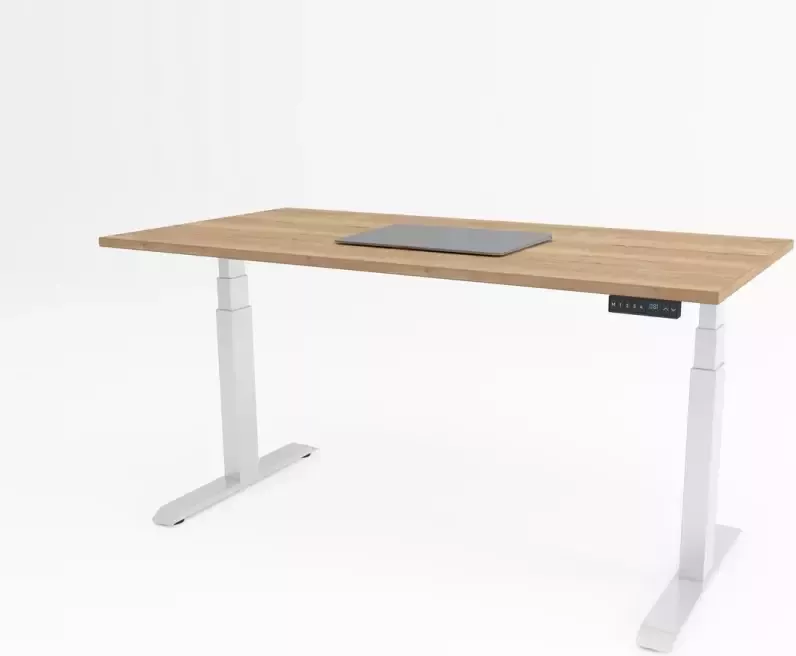 Bosch Tri-desk Premium Elektrisch zit-sta bureau Wit onderstel Halifax eiken blad 120 x 80 cm