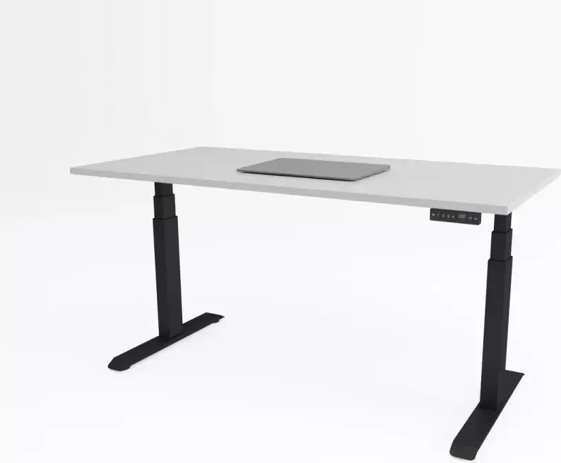 Bosch Tri-desk Premium Elektrisch zit-sta bureau Zwart onderstel Grijs blad 180 x 80 cm