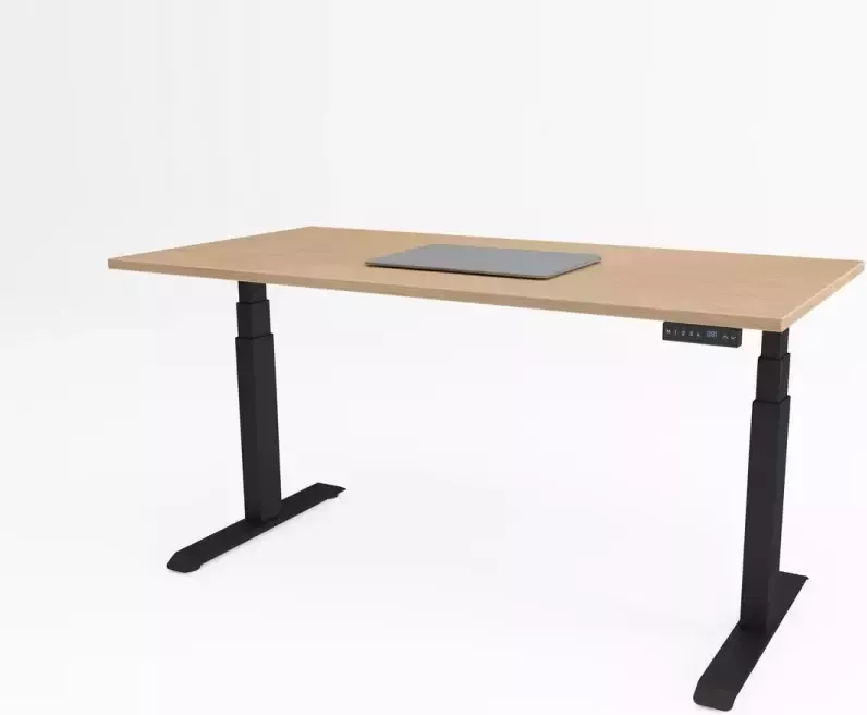 Bosch Tri-desk Premium Elektrisch zit-sta bureau Zwart onderstel Havana blad 120 x 80 cm