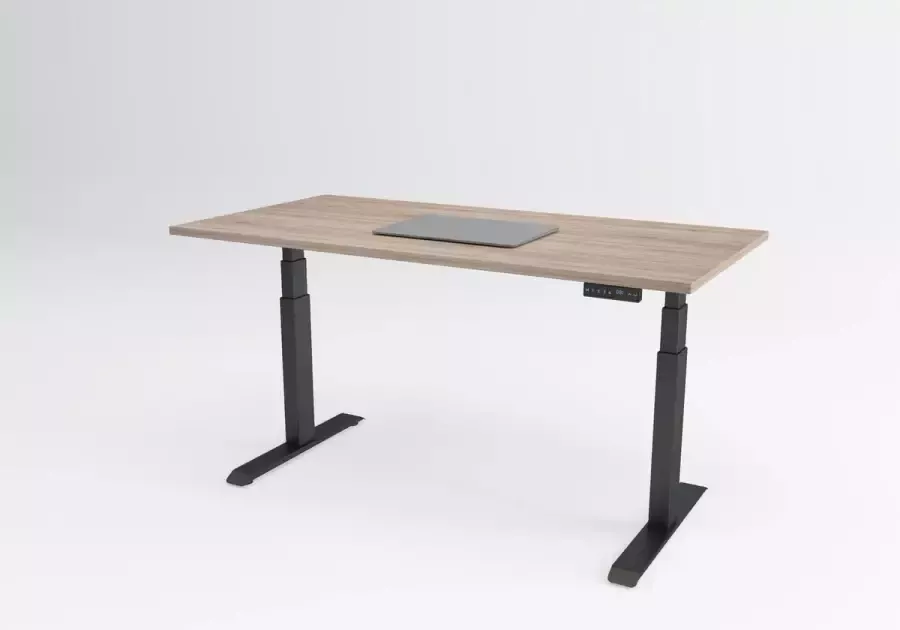 Bosch Tri-desk Premium Elektrisch zit-sta bureau Zwart onderstel Robson eiken blad 180 x 80 cm