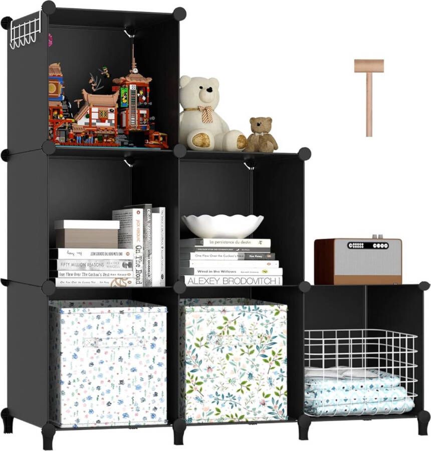 BOTC Boekenkast Opbergkast 6 Stuks Opbergsysteem Style Ladesysteem 6x9L Zwart