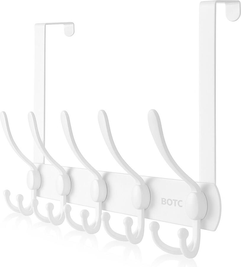 BOTC Deurkapstok RVS Deurhanger 15 haaks Wandkapstok Deurhaak Deur kapstok hangend Ophanghaak Wit