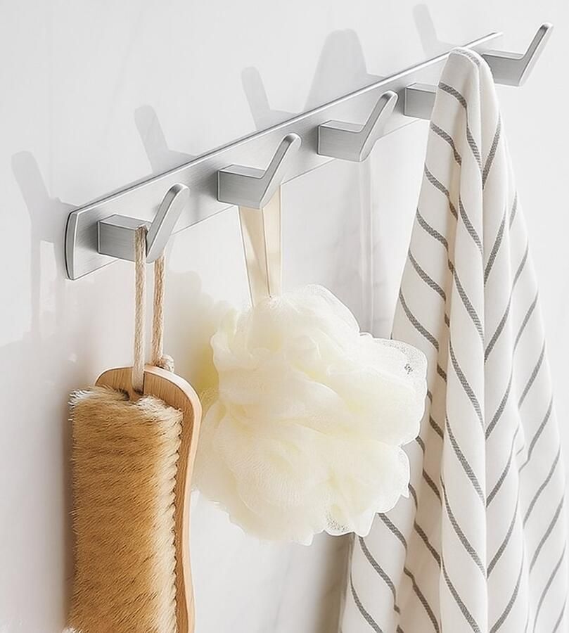 BOTC Handdoekhouder RVS Handdoekhaakjes 5in1 Wandhaak Muurhaak Zliver