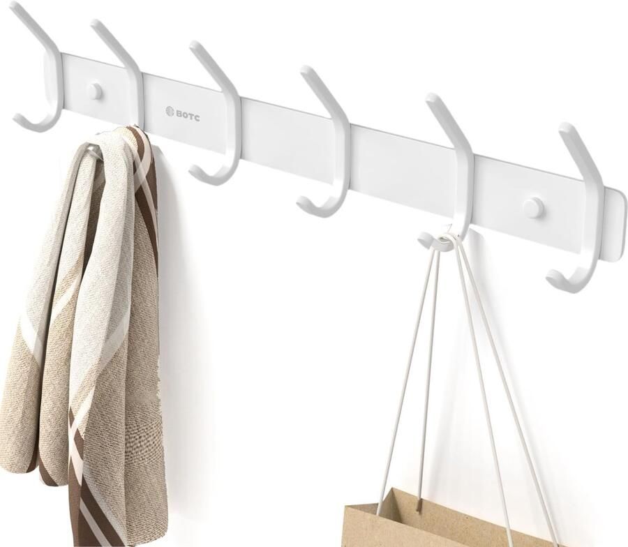 BOTC Kapstok Wandkapstok 12-haken Muur Kapstok Hangend RVS Hangende kapstok Muur of Wand Wit