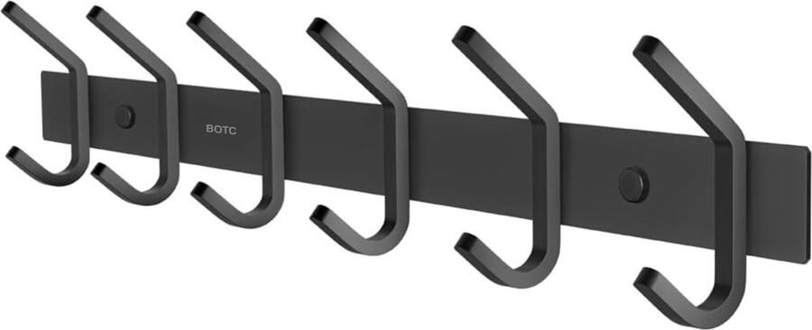 BOTC Kapstok Wandkapstok 12-haken Muur Kapstok Hangend RVS Hangende kapstok Muur of Wand Zwart - Foto 2