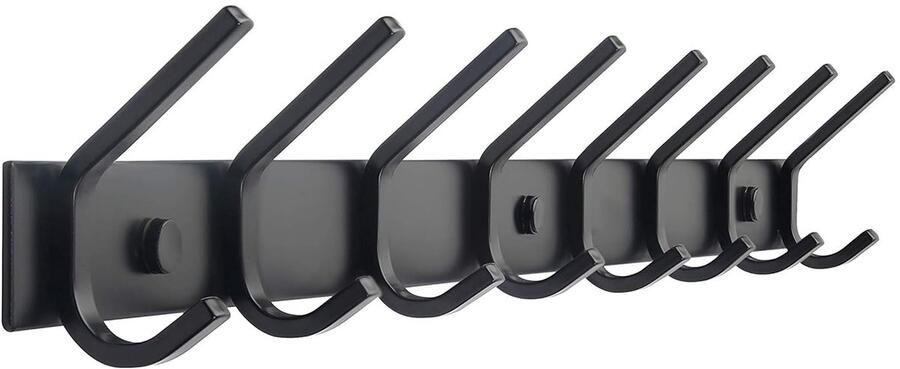 BOTC Kapstok Wandkapstok 16-haken 55cm Muur Kapstok Hangend RVS Hangende kapstok Zwart