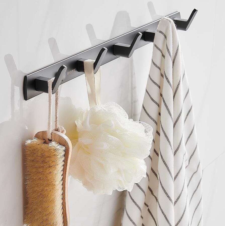 BOTC Kapstok Wandkapstok 5 Haken RVS Muur Kapstok Hangend Kapstok Muurhaak Zwart - Foto 2