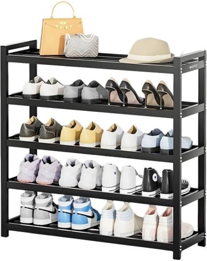 BOTC Schoenenrek 4 Lagen Schoenenkas 90x25x58cm Voor 16+ paar schoenen Metaal Zwart - Foto 3