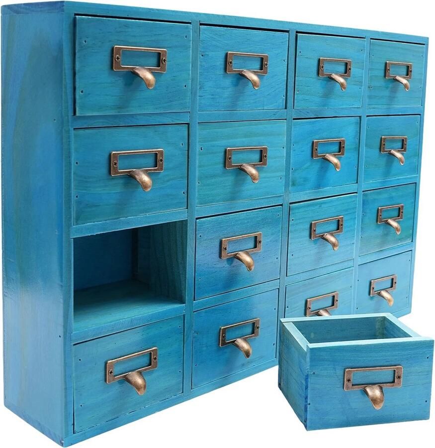 Botec 16-laden Houten Apothekerskast medicijnkastjes apotheekkast Praktisch voor Optimale Organisatie 50 5 x 9 5 x 35 cm