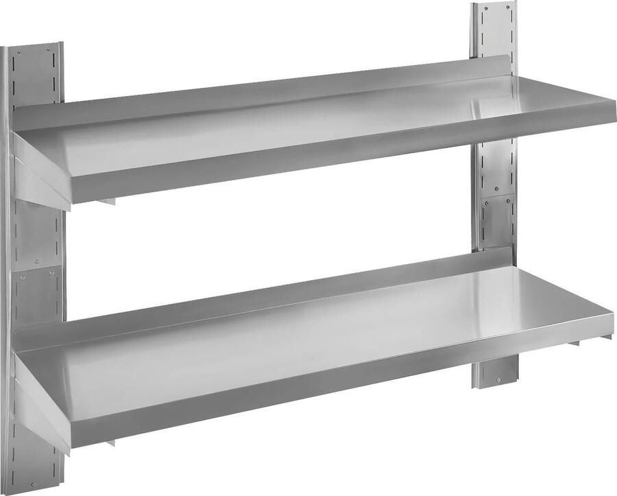 Botec 2-Tier Roestvrijstalen Wandplank wand plank wandrek Ideaal voor Keukens Restaurants totaal draagvermogen 70kg