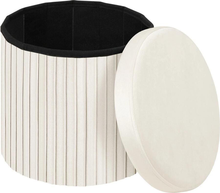 Botec Fluwelen Ronde opbergmand met deksel kruk stijlvol in je interieur en veelzijdig gebruik 38 x 36 cm