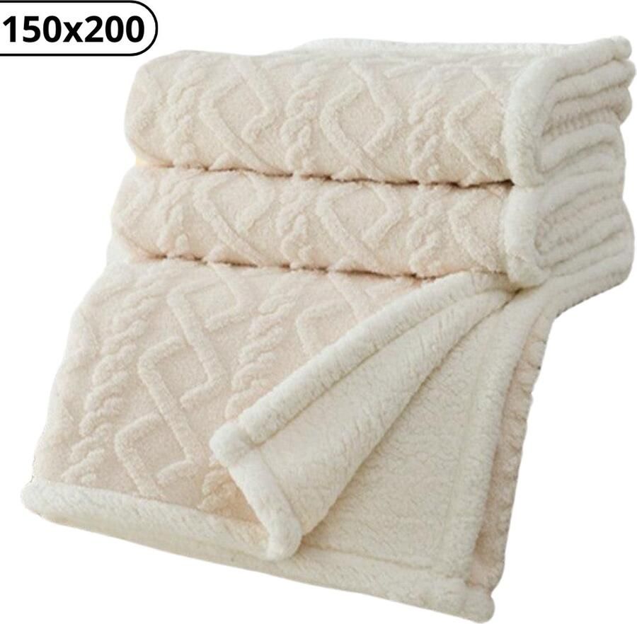 Bovista Dekentje Deken Pluche Wollen Fleece Plaid Knuffeldeken Bank Deken Wit 150x200cm