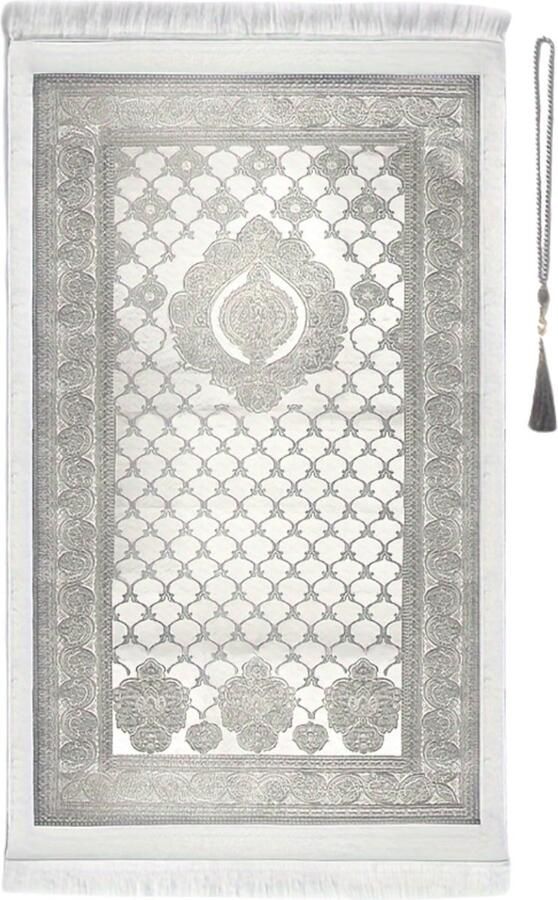 Bovista Gebedsmat Gebedskleed Islam Tapijt Eid Mubarak Ramadan Kleed Inshallah Grijs