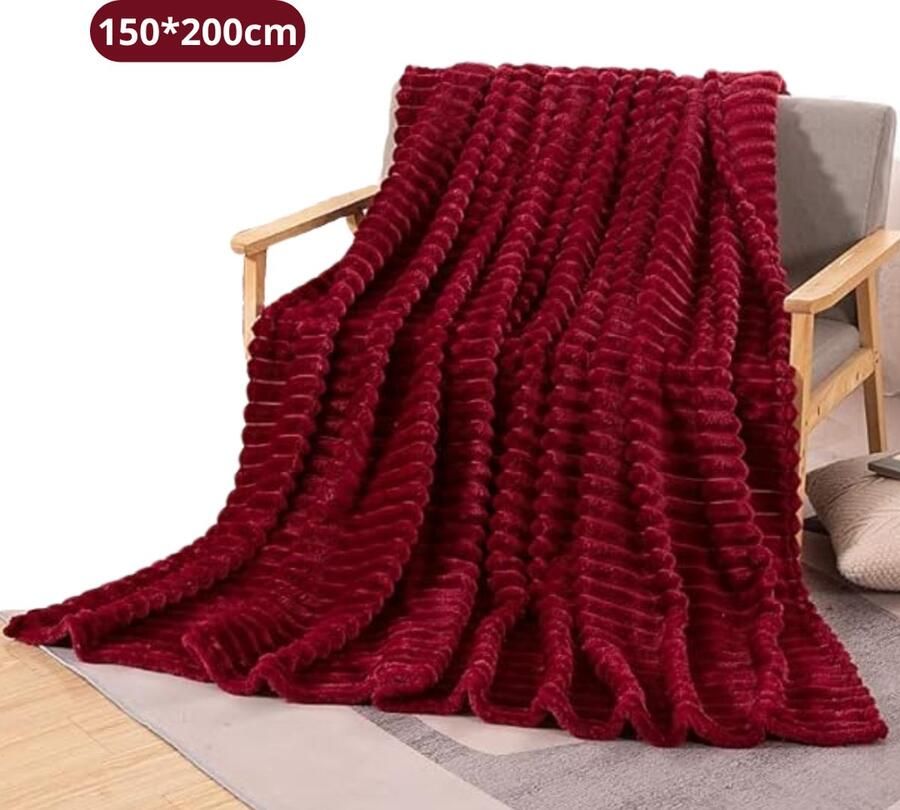 Bovista Knuffeldeken Pluche Deken Wollen Dekentje Fleece Plaid Bank Deken 2 Persoons Groot Rood