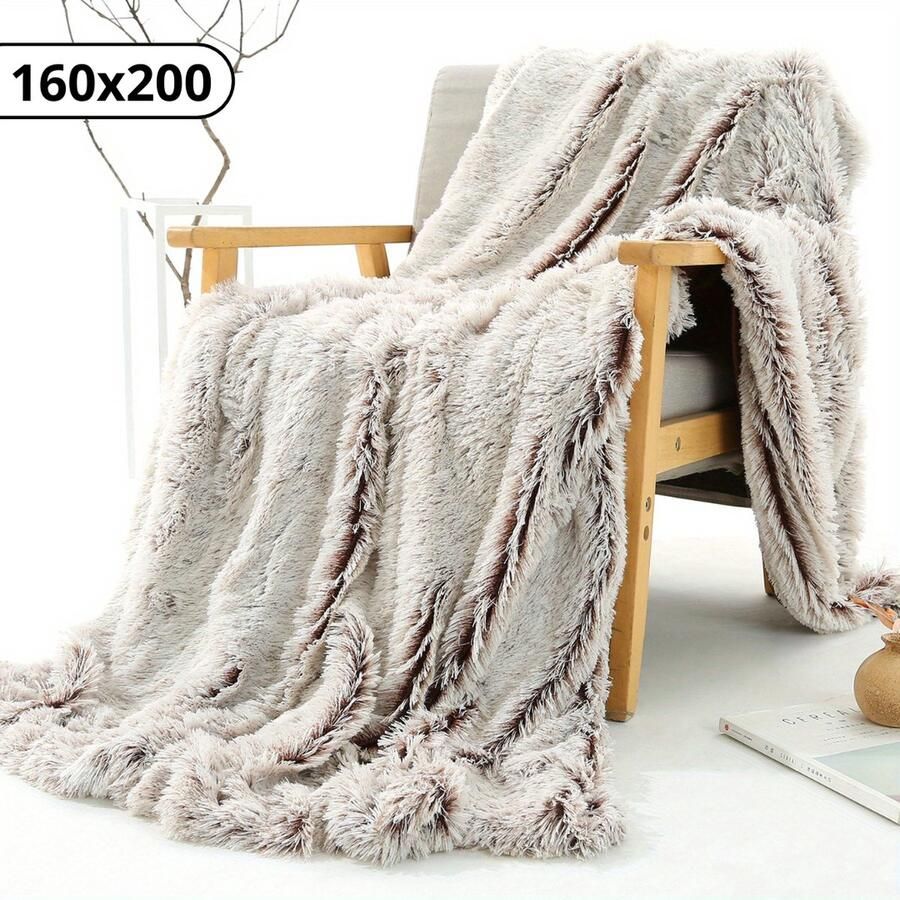 Bovista Plaid Dekentje Pluche Wollen Fleece Deken Knuffeldeken Bank Deken Koffie 160x200cm