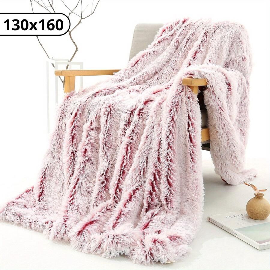 Bovista Plaid Dekentje Pluche Wollen Fleece Deken Knuffeldeken Bank Deken Wijn Rood 130x160cm