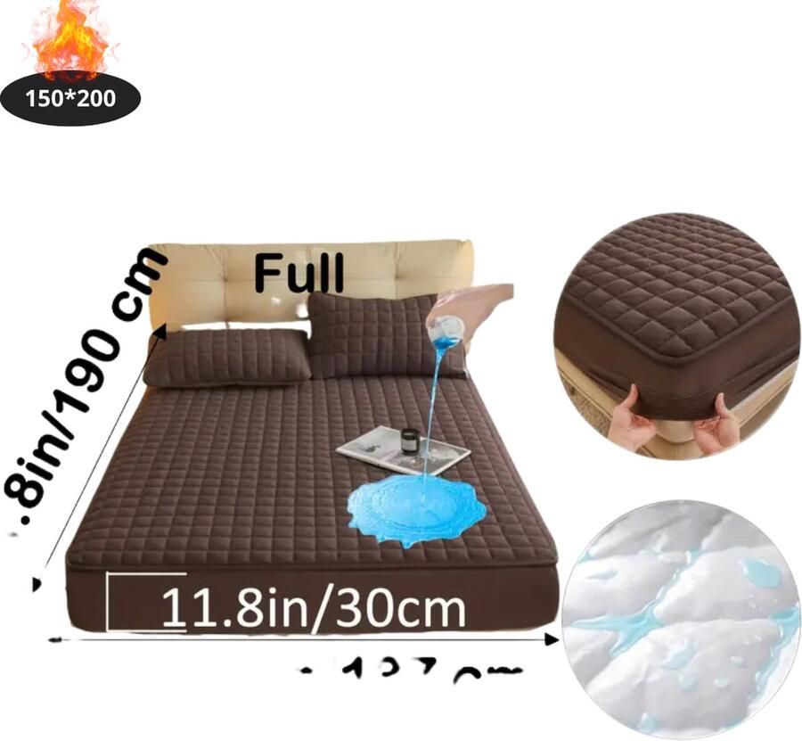 Nivard Waterdicht Hoeslaken Beddengoed Fitted Sheet Bed Bruin 150x200