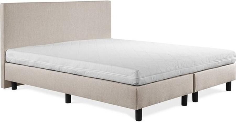 Boxsping FD Boxspring Vendita vlak 70x190 cm Luxe Pocketvering Stof beige Gratis 2x Hoofdkussens