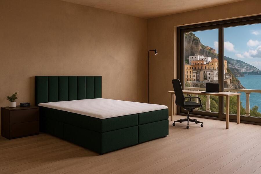 Boxspring FD Boxspring Amalfi vlak 160x200 cm kleur donkergroen