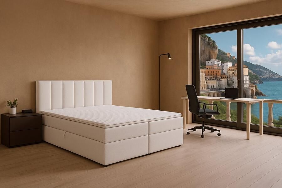 Boxspring FD Boxspring Amalfi vlak 200x200 cm kleur wit