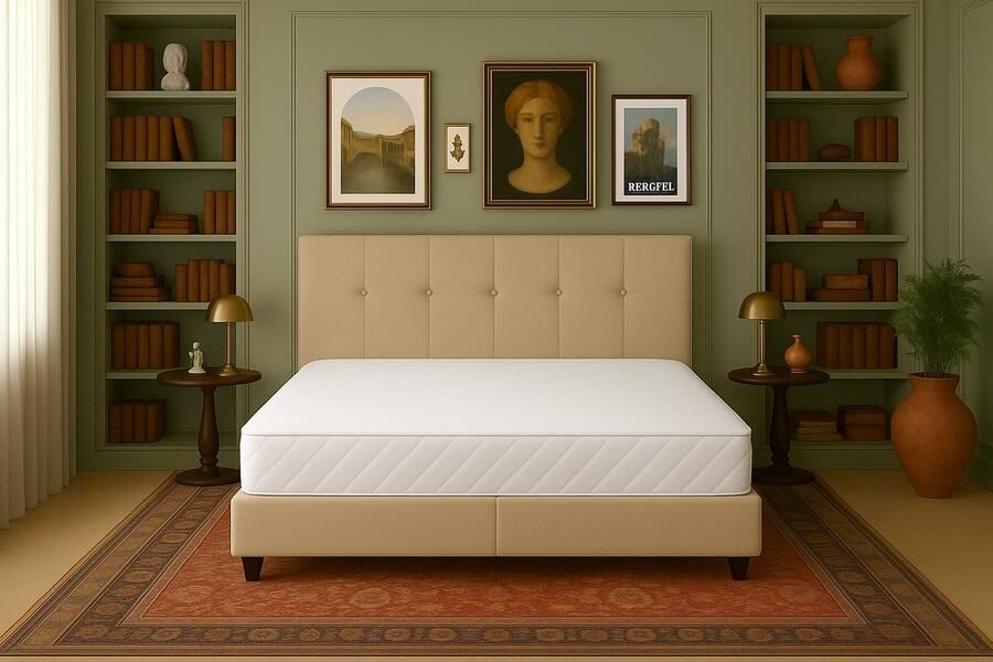 Boxspring FD Boxspring Bed met Opbergruimte Torino 140x200 cm Luxe Pocketvering Matras Stof beige Gratis 2x Hoofdkussens