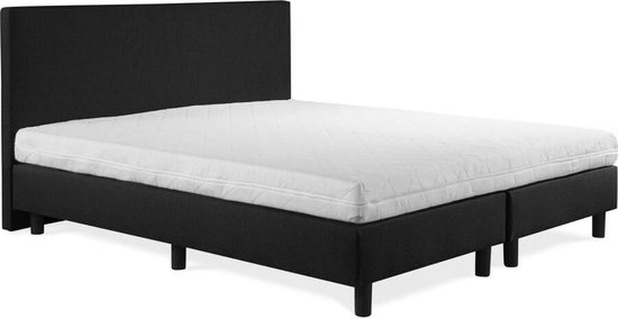 Boxsping FD Boxspring Vendita vlak 70x190 cm Luxe Pocketvering Stof zwart Gratis 2x Hoofdkussens