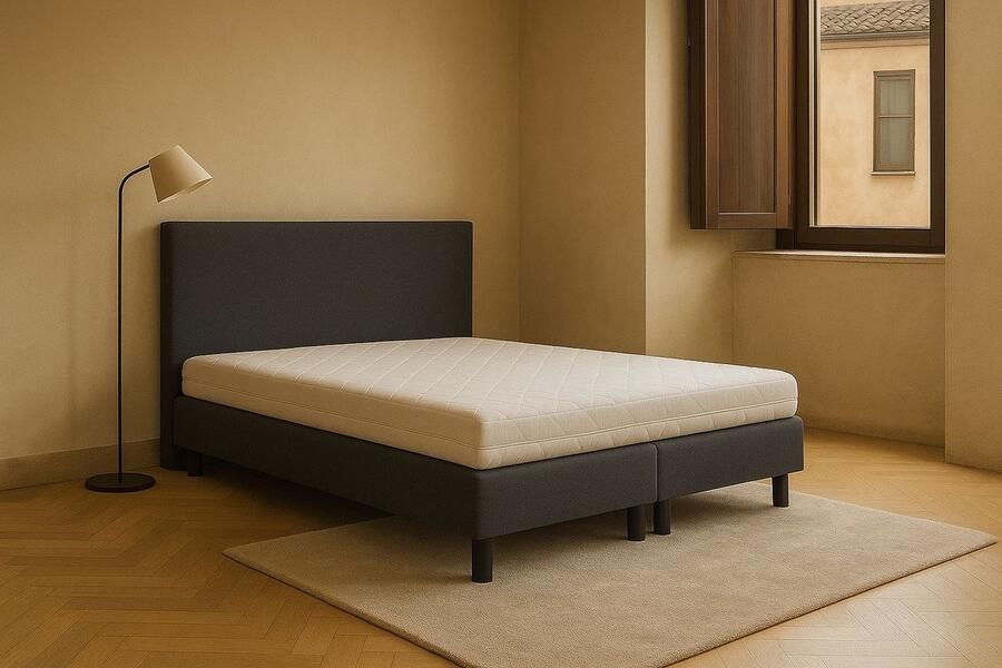 Boxspring FD Boxspring Vendita vlak 120x200 cm Luxe Pocketvering Stof antraciet Gratis 2x Hoofdkussens - Foto 2