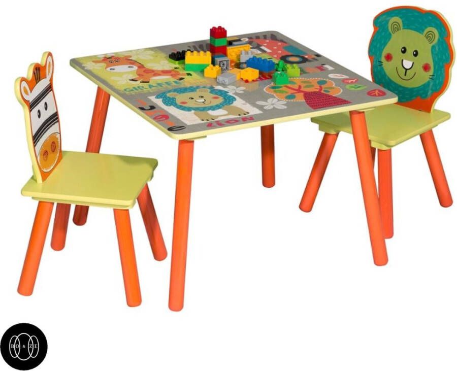 Boze Kindertafel Kinderbureau Kindertafeltje Hout Met Stoelen Dierenprint Hout