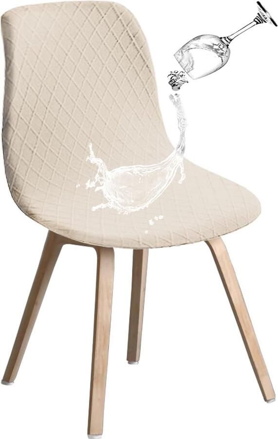 Branded by Earth Shell stoelhoezen Retro stoelhoezen Stretch Spandex Printing Lounge Hoekstoel Protector voor eetkamer keuken feest banketclub woondecoratie (Beige set van 4)