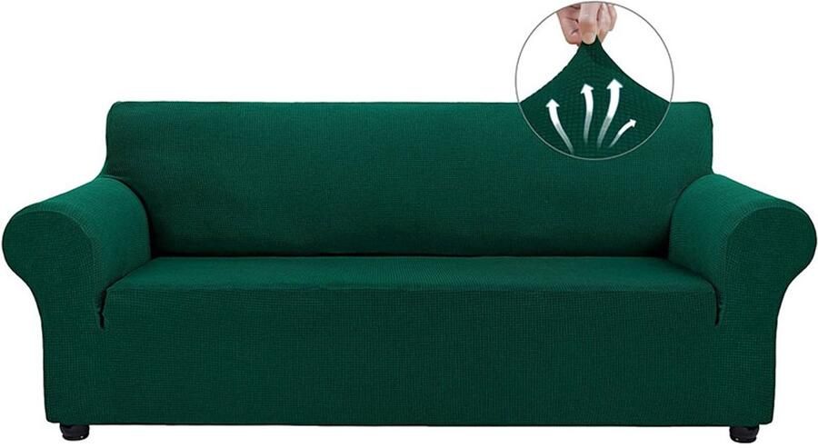 Brandless 3-zits elastische bankhoes 360° all-inclusive elastische stofdichte wasbare meubelhoes geschikt voor woonkamer kinderen huisdieren inkergroen