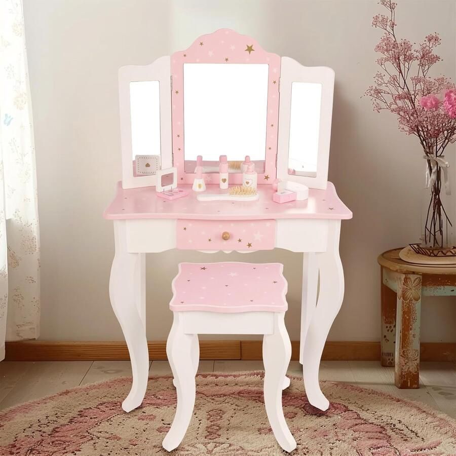 Brandless Kaptafel Kind Make up Tafel voor Meisjes Schminktafel Roze - Foto 2