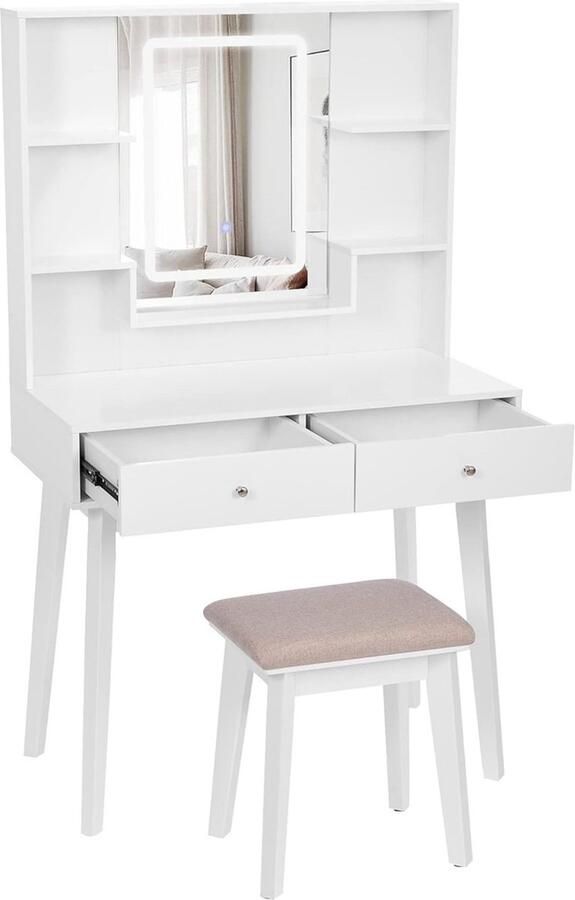 Brandless MKSS Make Up Tafel met Spiegel Kaptafel Voor Vrouwen & Meisjes Wit - Foto 2