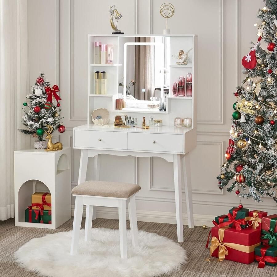 Brandless MKSS Make Up Tafel met Spiegel Kaptafel Voor Vrouwen & Meisjes Wit