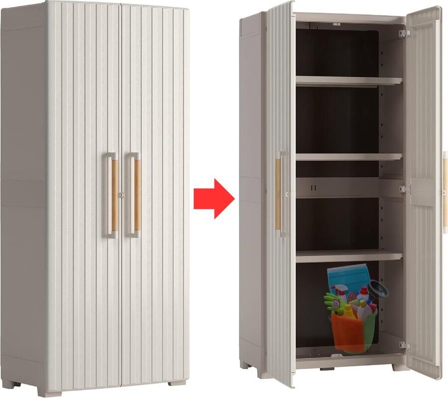 Dailysupplies Tuinkast Tuinkist Tuinkasten voor Buiten Tuinberging Kunststof 80x50x190cm Beige