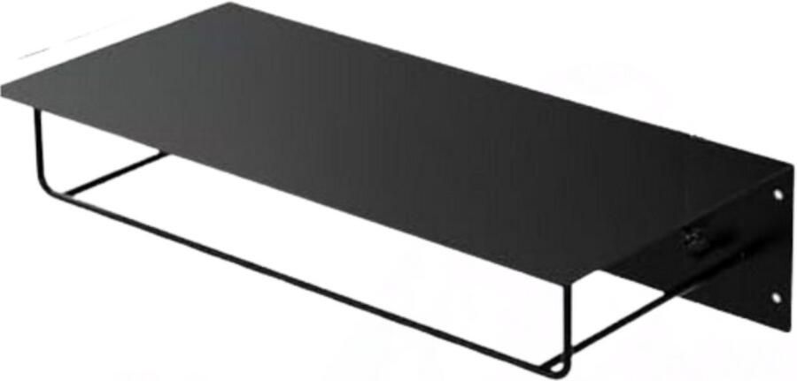 Brandless Wandkapstok met Hoedenplank Kapstok Hangend met Plank Wandhaak Zwart