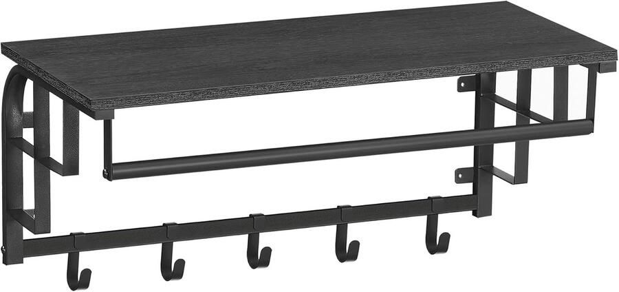 Brandless Wandkapstok met Hoedenplank Kapstok Wandplank- Zwart