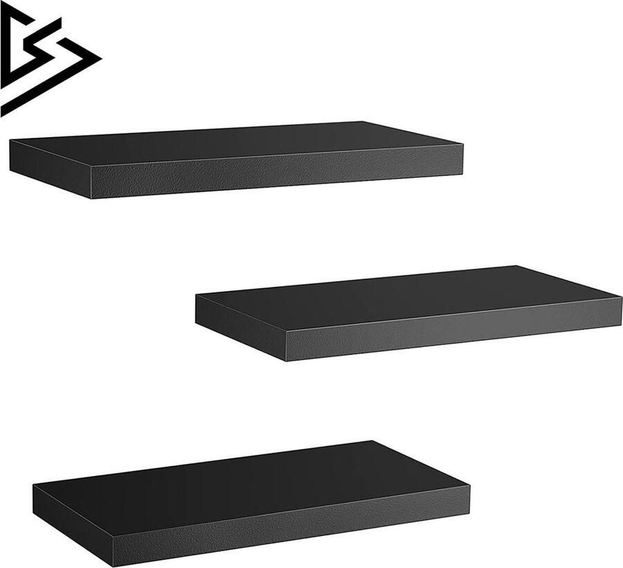 Brandless Wandplank Houten Plank Wandmontage Hoekrek Display Decor Hoekplank Organizer voor Slaapkamer Keuken Badkamer 3 Stuks Zwart - Foto 2