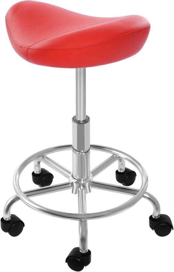 Brandless Zadelkruk op Wielen Kapperskruk Ergonomisch Tabouret Rood