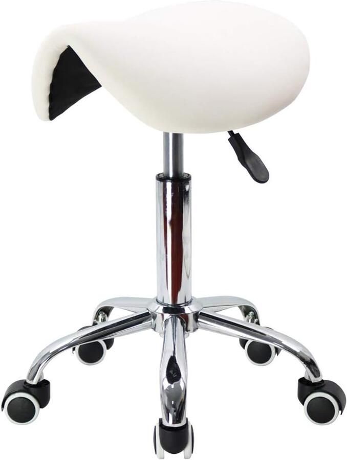 Brandless Zadelkruk op Wielen Kapperskruk Ergonomisch Tabouret Wit