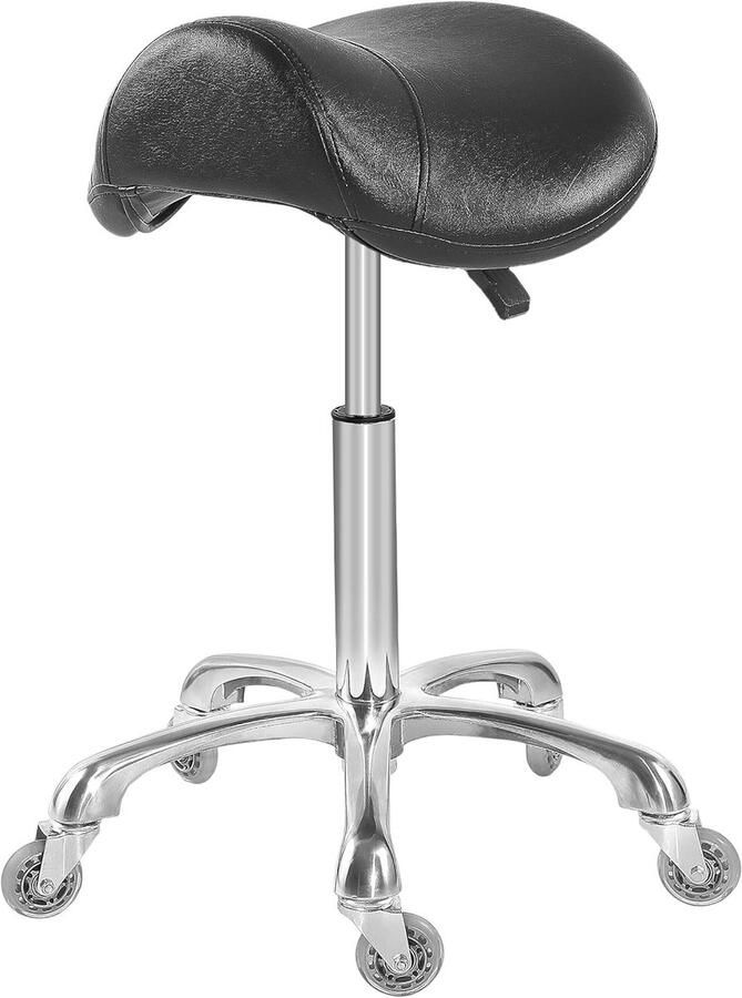 Brandless Zadelkruk op Wielen Kapperskruk Ergonomisch Tabouret Zwart - Foto 2