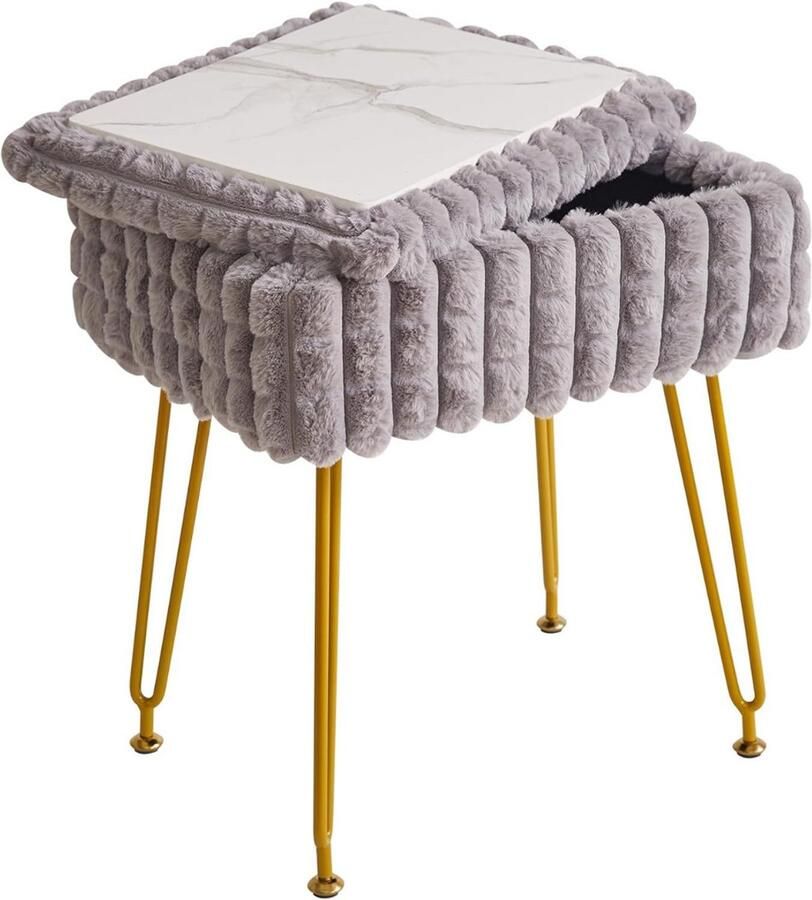 Brandloos JMZR Make up Stoel Kaptafel Kruk Visagie Grijs