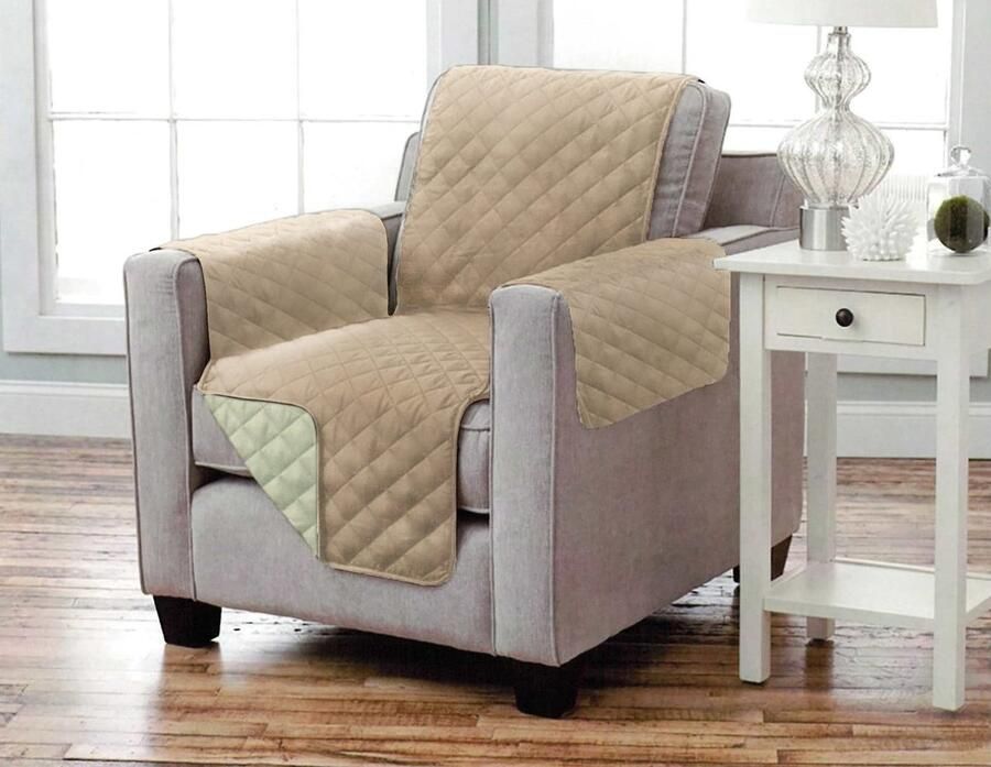 Brandsseller Dubbelzijdige gewatteerde bankbeschermer met armleuningen en 3 zakken antraciet lichtgrijs bruin beige zwart antraciet microvezel bruin beige 1-Sitzer Sessel