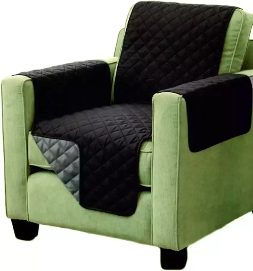 Brandsseller Fauteuil beschermer tweezijdige fauteuil cover fauteuil bekleding bescherming fauteuil gewatteerd met armleuningen en drie zakken Grootte: zwart antraciet